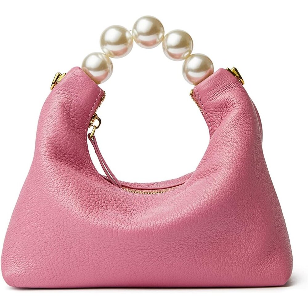 ⚡ Women's Top Handle Chain Pearl Strap Leather Crossbody Tote Pink Bag